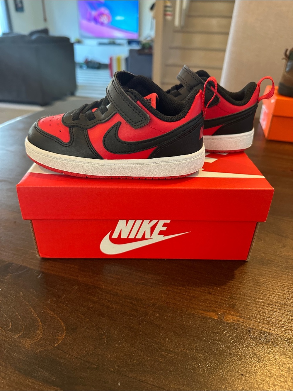 Nike Toddler 8C Red Black Court Borough Low Recraft Shoes Sneakers